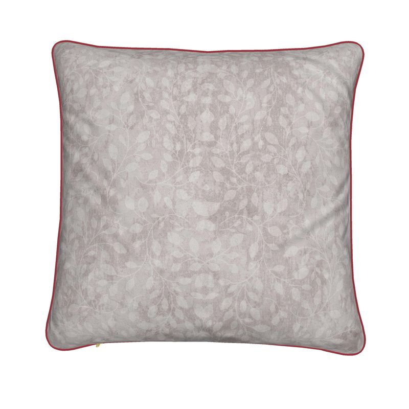 Red Helleborine Orchid Velvet Cushion Cover With Pink Piping - Lydia Hill Designs