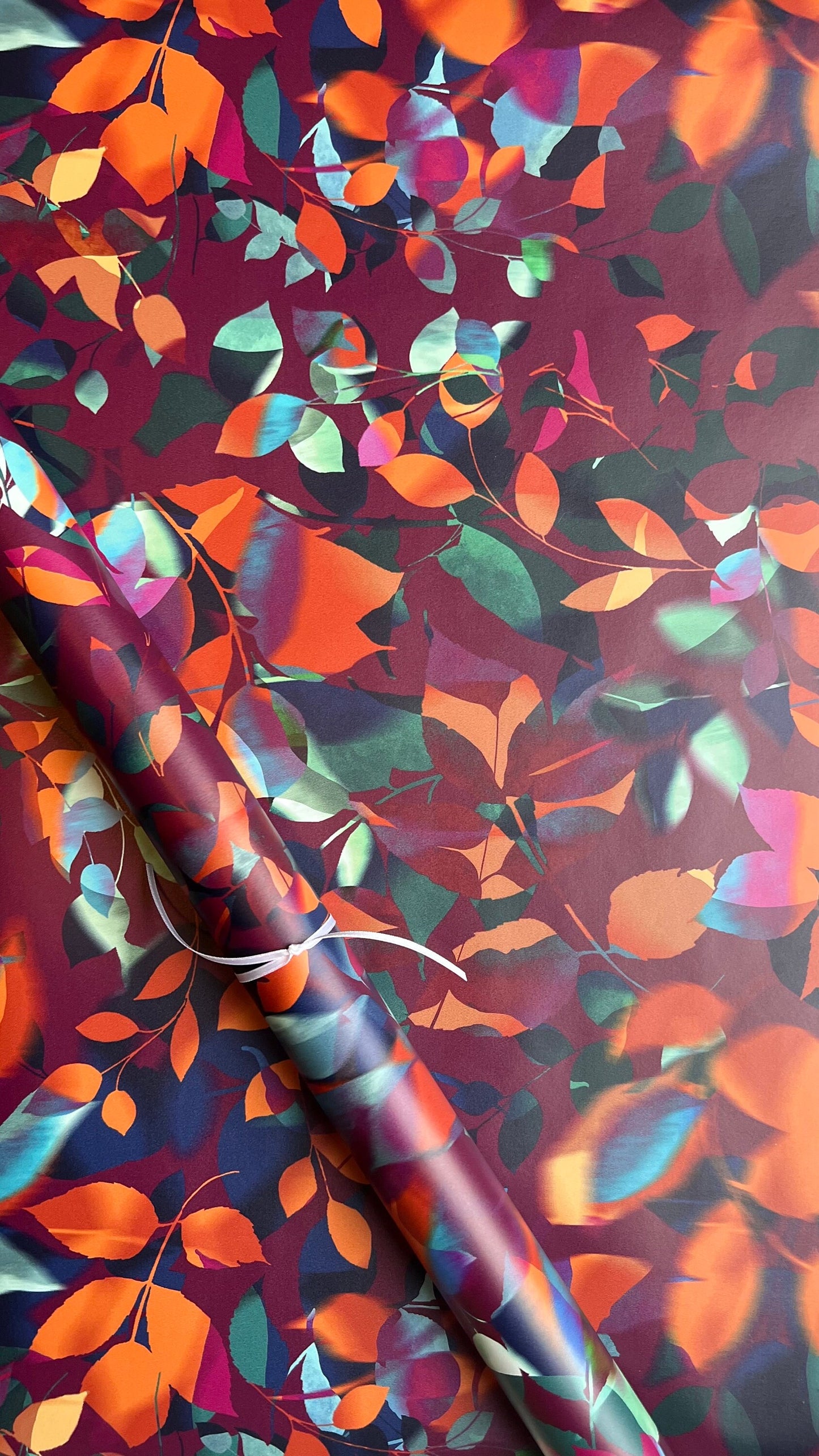 Winter Leaves Wrapping Paper Sheet - Christmas Gift Wrap - Birthday Wrapping Paper - Nature Jewel Toned Purple Teal Wrap