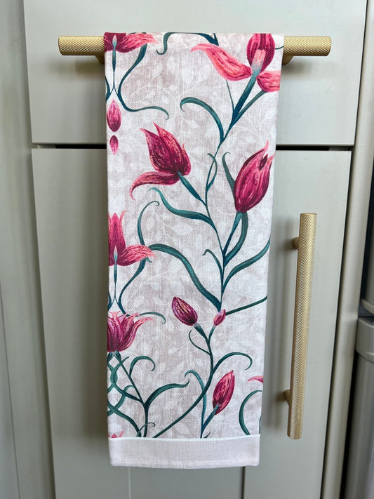 Red Helleborine 100% Cotton Tea Towel - Lydia Hill Designs
