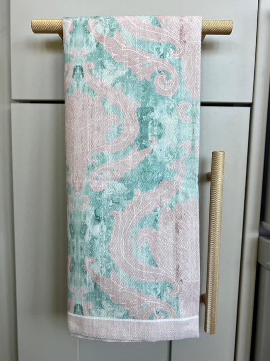 Wintergreen Damask 100% Cotton Tea Towel - Lydia Hill Designs