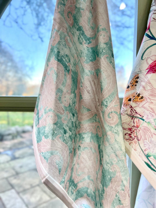 Wintergreen Damask 100% Cotton Tea Towel - Lydia Hill Designs