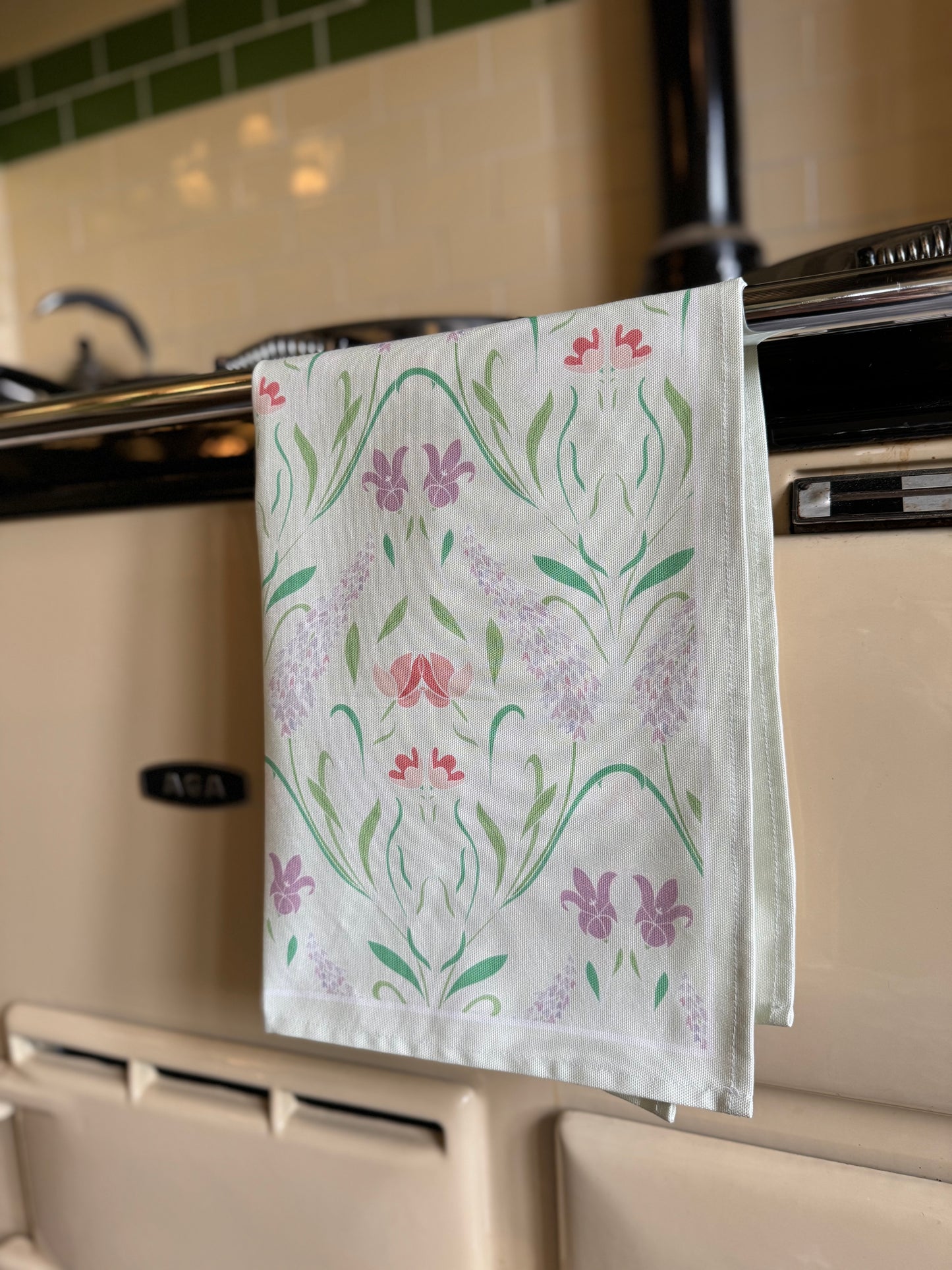 Spring Damask 100% Cotton Tea Towel