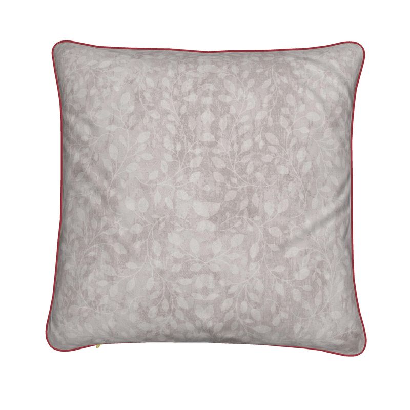 Red Helleborine Orchid Velvet Cushion Cover With Pink Piping