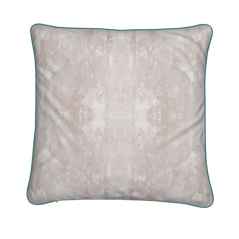 Wintergreen Damask Velvet Cushion Cover With Kingfisher Piping