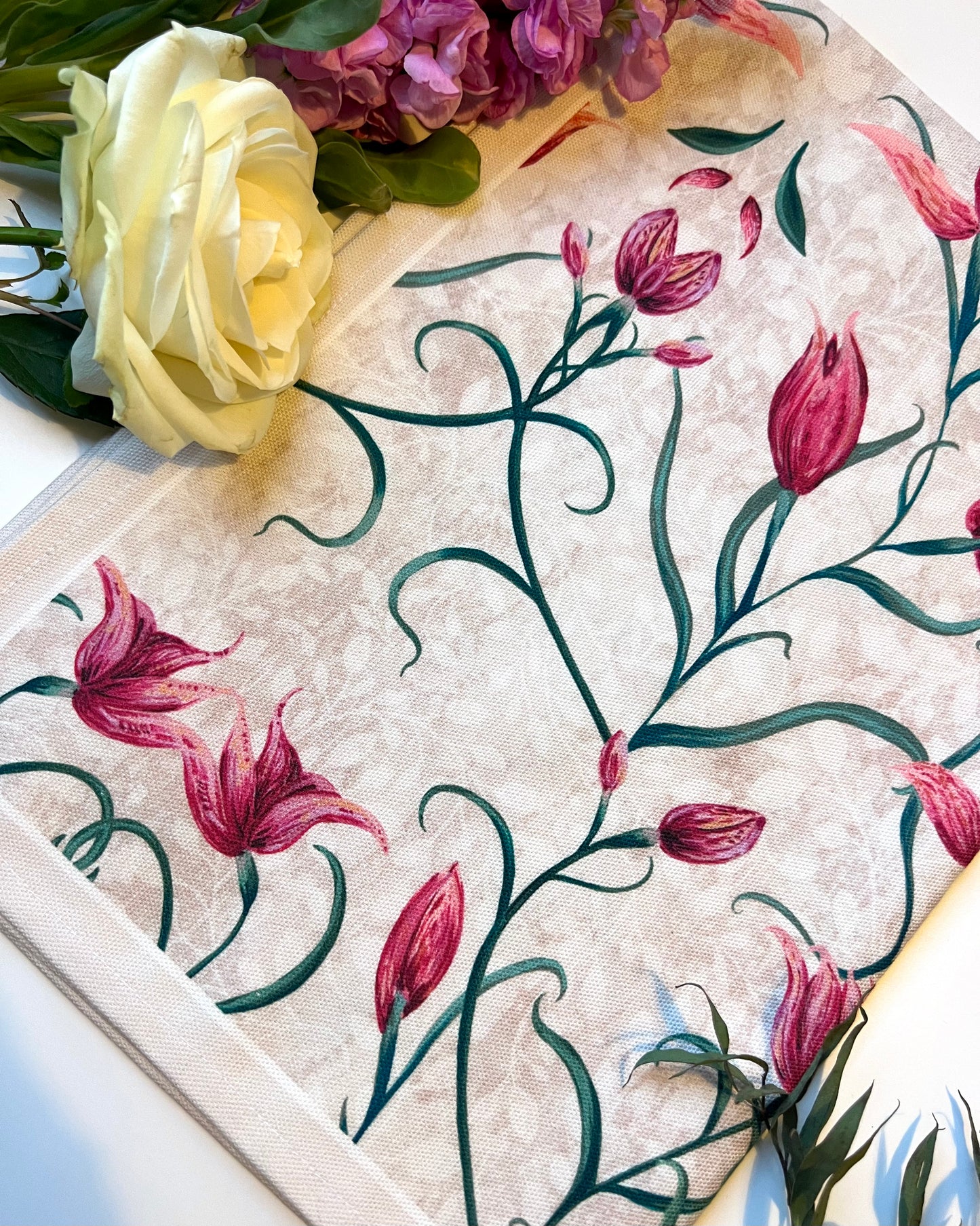 Red Helleborine 100% Cotton Tea Towel