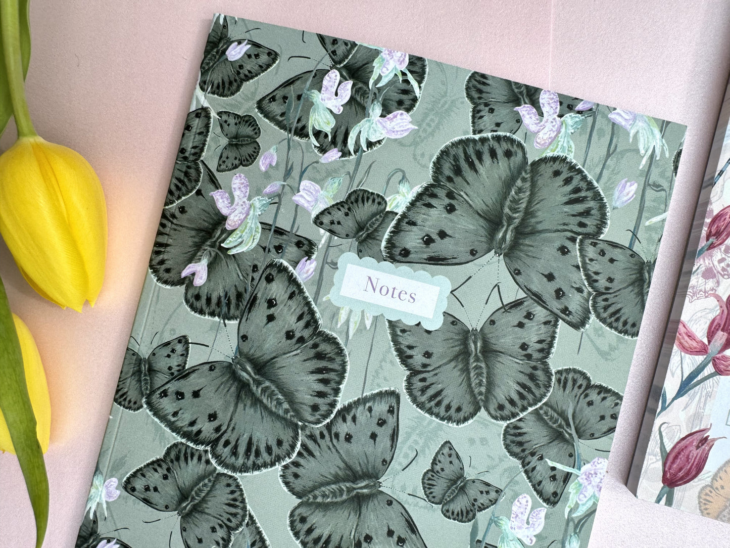 A5 Copper Ghost Butterfly Luxury Patterned & Lined Notebook