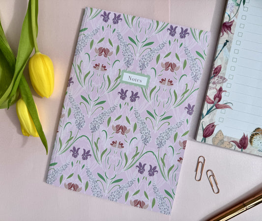 A5 Spring Damask Luxury Patterned & Lined Notebook
