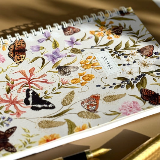 A5 Endangered British Butterfly Patterned & Lined Spiral Heritage Notebook - Lydia Hill Designs