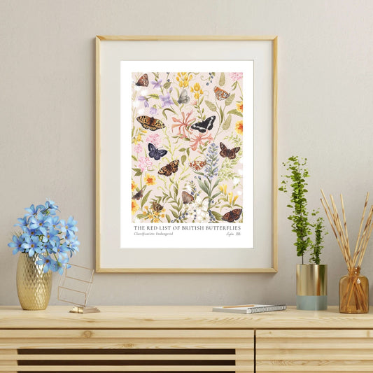 Endangered British Butterfly Colourblock Heritage Fine Art Print - Lydia Hill Designs