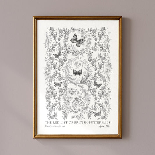 Extinct British Butterflies Heritage Fine Art Print - Lydia Hill Designs