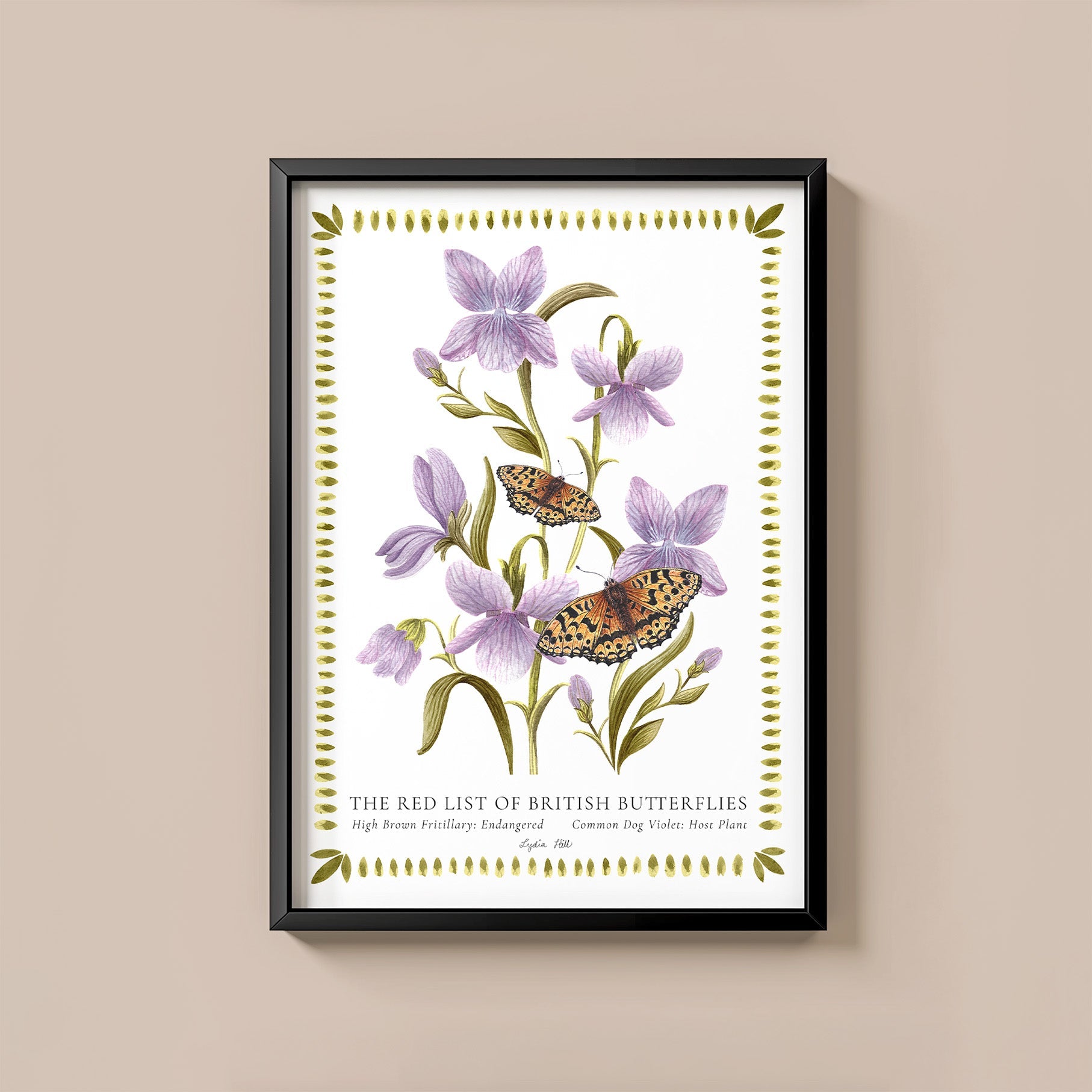 High Brown Fritillary British Butterfly, Heritage Fine Art Archival Print - Lydia Hill Designs