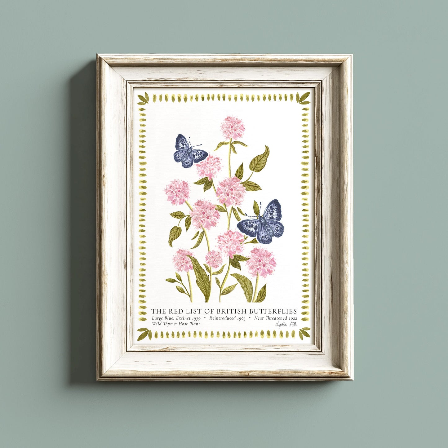 Large Blue British Butterfly, Heritage Fine Art Archival Print - Lydia Hill Designs