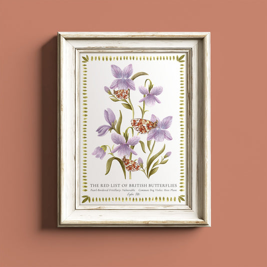 Pearl - Bordered Fritillary British Butterfly, Heritage Fine Art Archival Print - Lydia Hill Designs