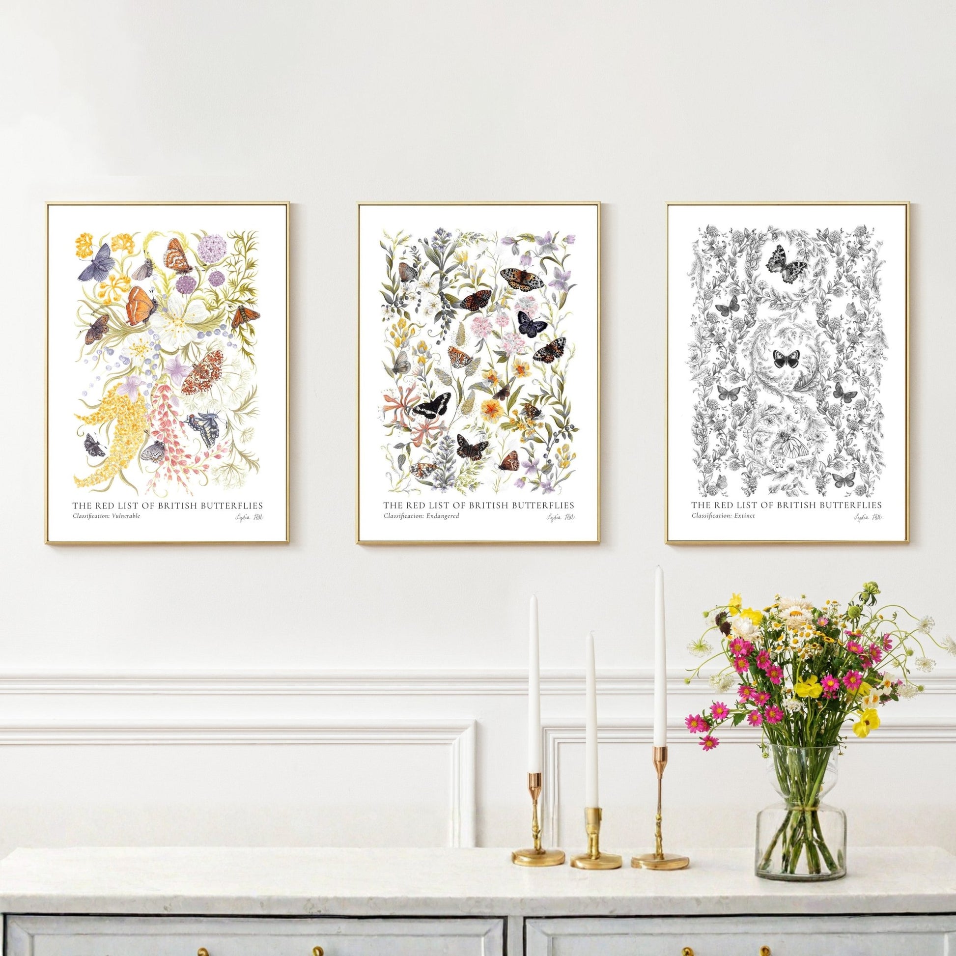 Vulnerable British Butterflies Heritage Fine Art Print - Lydia Hill Designs