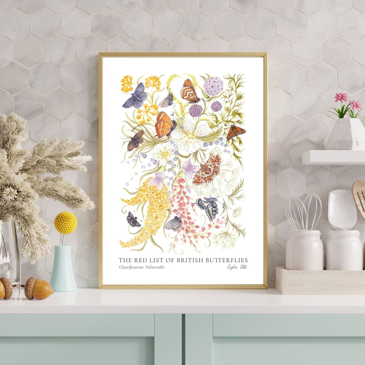 Vulnerable British Butterflies Heritage Fine Art Print - Lydia Hill Designs