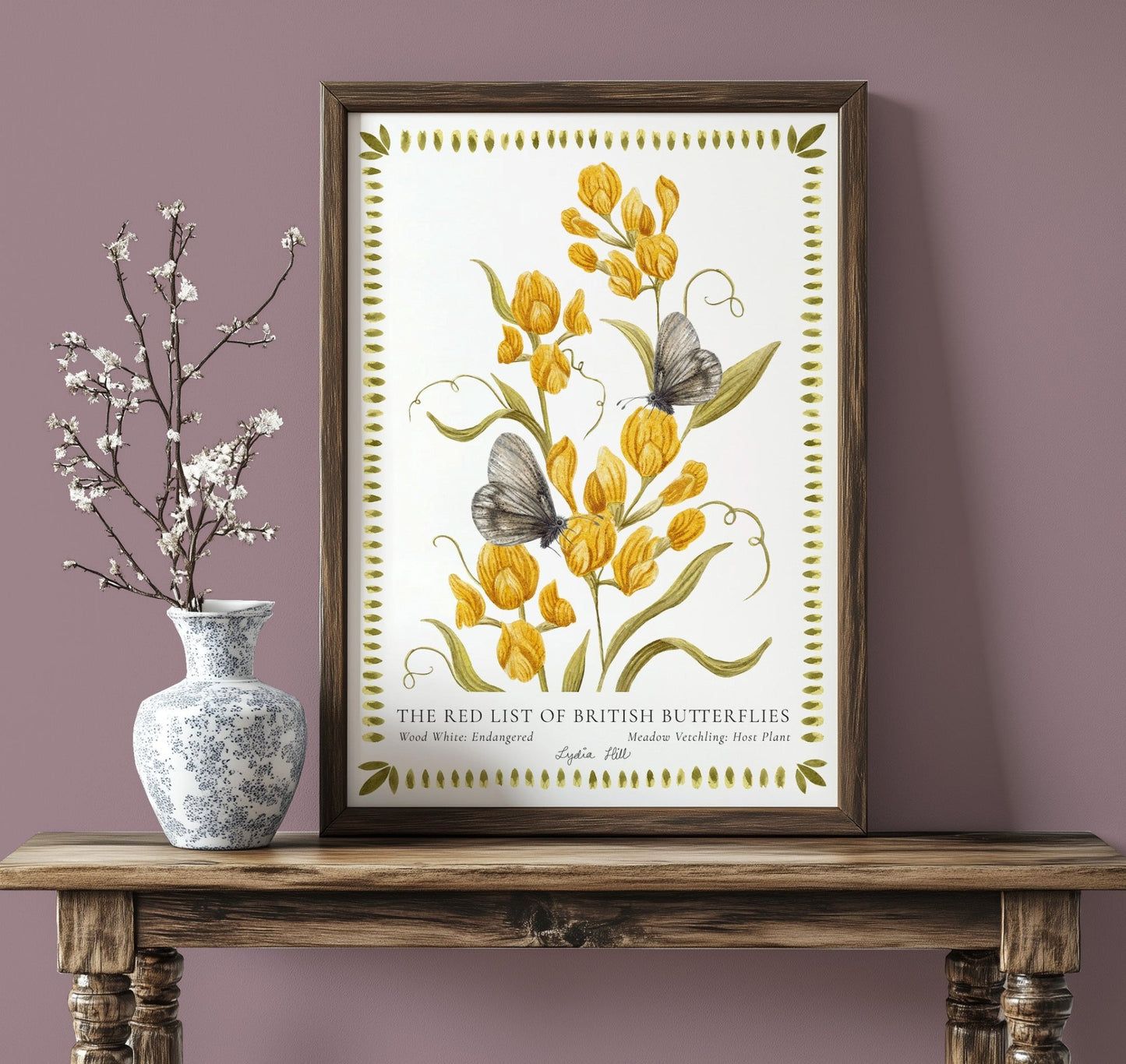 Wood White British Butterfly, Heritage Fine Art Archival Print - Lydia Hill Designs