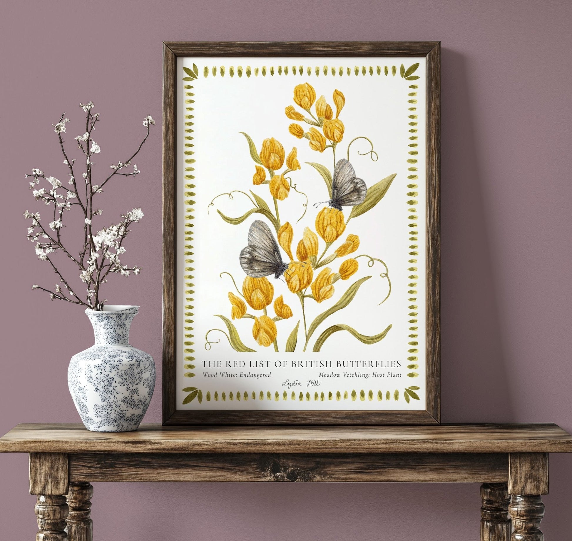 Wood White British Butterfly, Heritage Fine Art Archival Print - Lydia Hill Designs