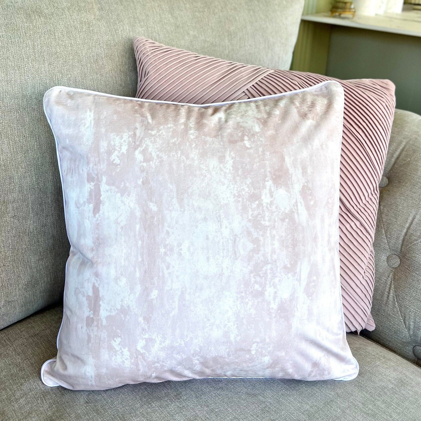 Abstract History Velvet Cushion Cover With White Piping - Lydia Hill Designs