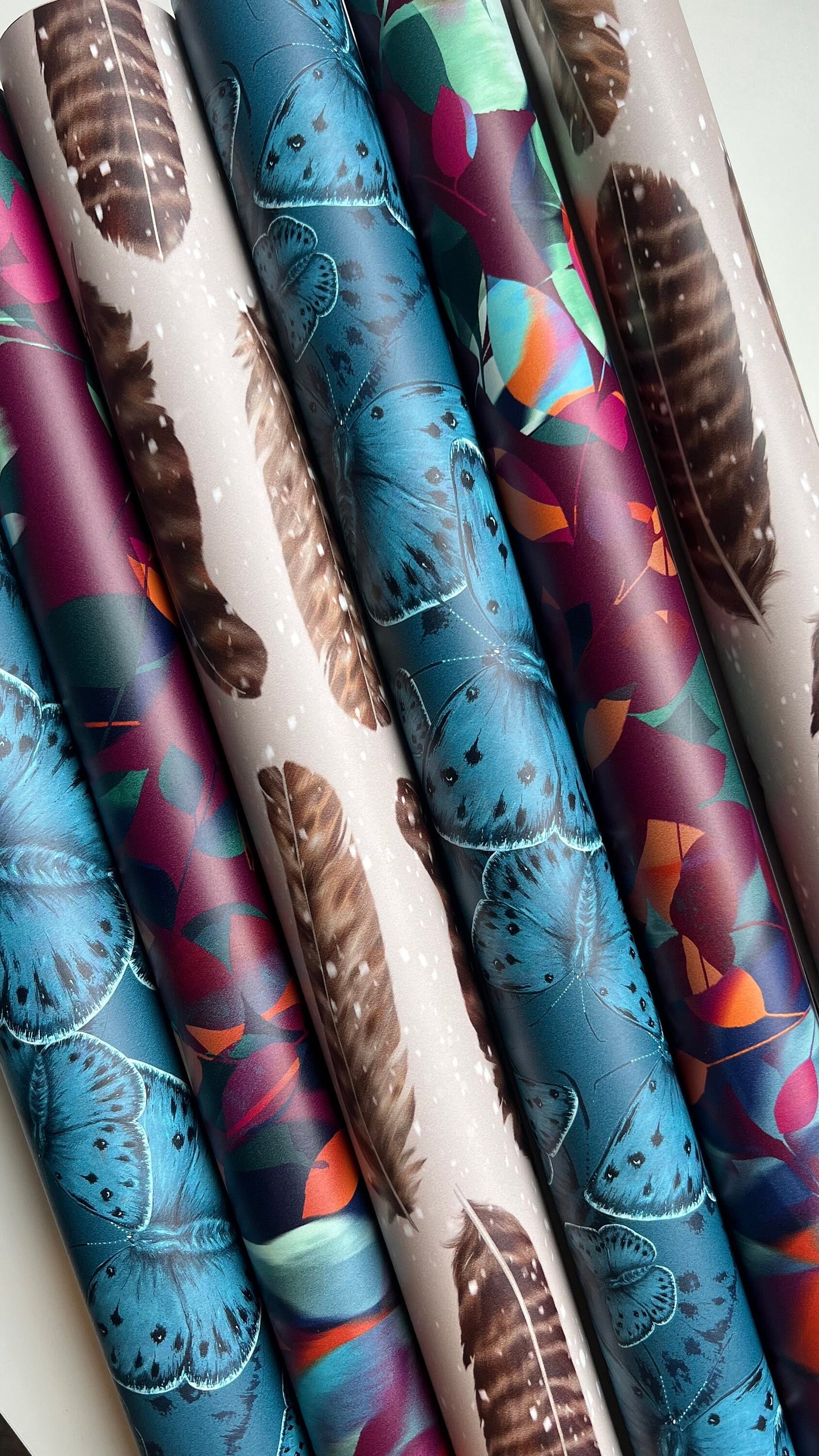 Winter Leaves Wrapping Paper Sheet - Christmas Gift Wrap - Birthday Wrapping Paper - Nature Jewel Toned Purple Teal Wrap