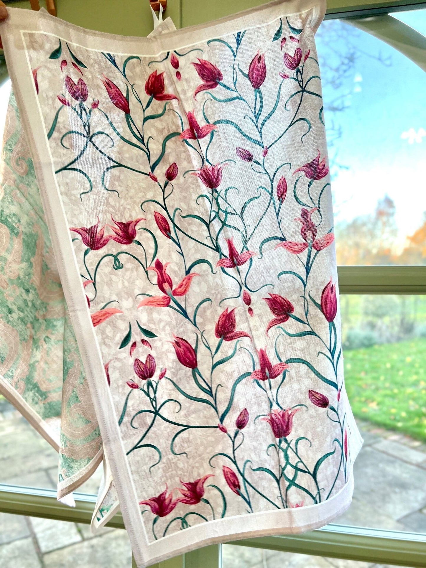 Red Helleborine 100% Cotton Tea Towel - Lydia Hill Designs