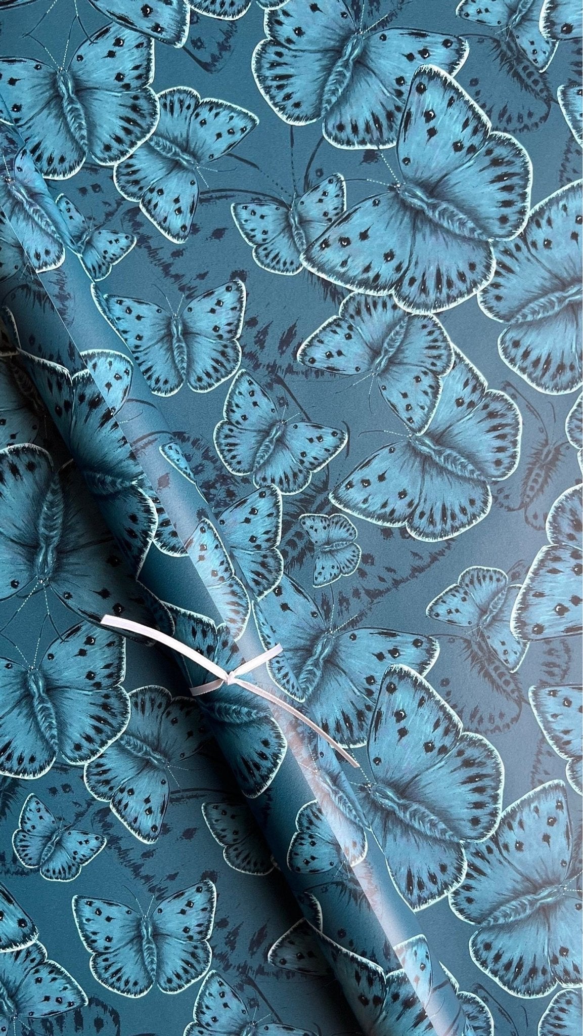 Teal Butterfly Wrapping Paper Sheet - Christmas Gift Wrap - Birthday Wrapping Paper - Nature Jewel Toned Teal Wrap - Lydia Hill Designs