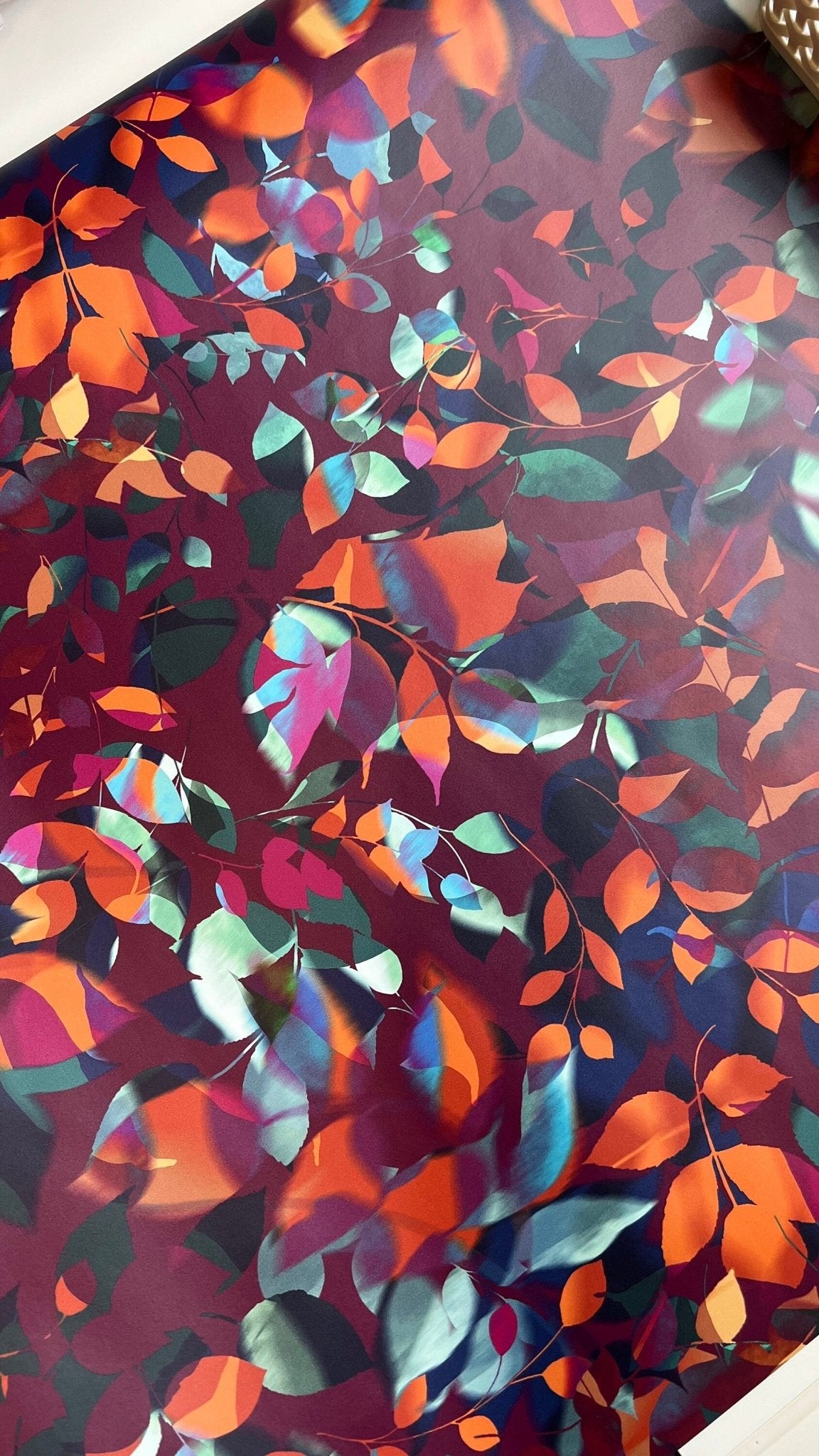 Winter Leaves Wrapping Paper Sheet - Christmas Gift Wrap - Birthday Wrapping Paper - Nature Jewel Toned Purple Teal Wrap - Lydia Hill Designs